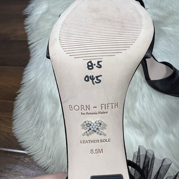 Antonio Melani Born On Fifth Size 8.5 M Black Satin Elle Tulle Bow Back Heels - Picture 13 of 13